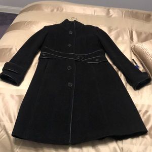 Marc New York wool and leather trim coat